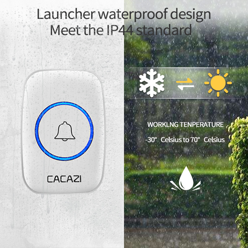 Kezdőlap Üdvözöljük Ajtócsengő Intelligens Vezeték nélküli Csengő Vízálló 300M Távirányító, Egyenáramú, elemmel működő hívócsengő Intelligens ajtócsengő