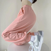 Pantaloni de trening roz pentru femei, toamnă, timp liber, pantaloni de sănătate, hip hop, fitness, pantaloni largi de bază, pantaloni de exercițiu pentru alergare în aer liber