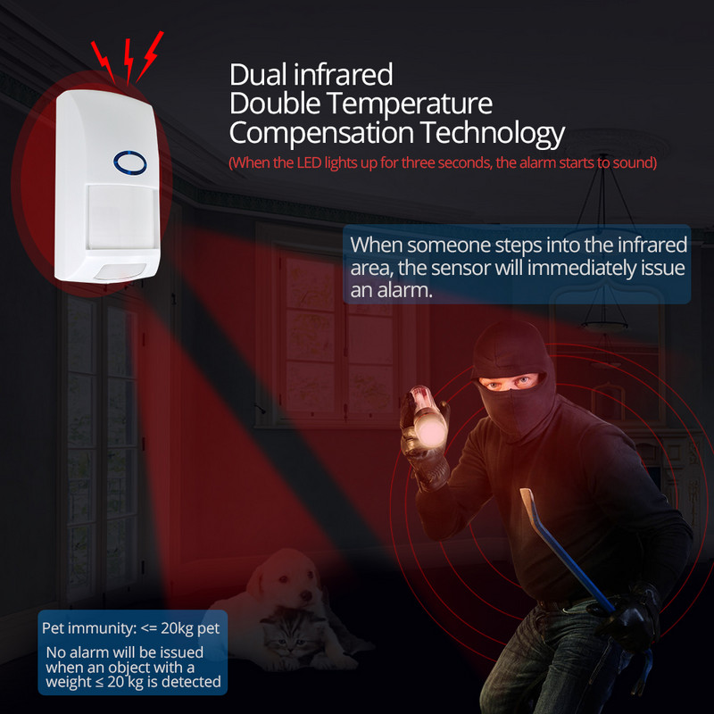 Sonoff PIR2 433Mhz RF PIR kustības sensors, kas saderīgs ar RF tiltu viedās mājas signalizācijas drošībai