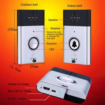 Нова безжична гласова звънчева домофонна система Телефонна врата 2-посочен аудио домофон за външна домашна сигурност Домофонна звънец