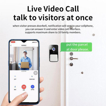 Безжичен звънец Камера Wifi Домофон Видео звънец Гласово зареждане Нощно виждане Безжичен звънец Защита на интелигентен дом