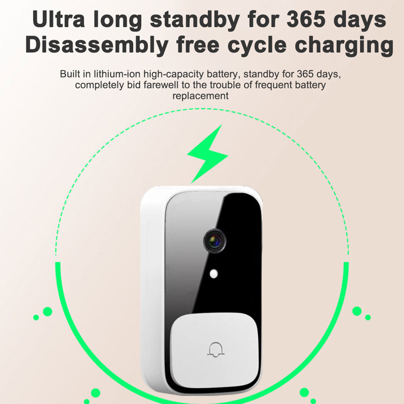 Bezvadu durvju zvana kamera Wifi domofons video durvju zvana balss uzlāde Nakts redzamība bezvadu durvju zvans Viedās mājas drošības aizsardzība