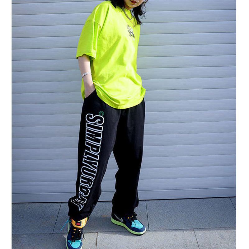 Ležerne hlače Ženske plesne hlače s visokim strukom Ljetne tanke široke hlače s trendovima u obliku slova Hip-Hop Jazz Hip-hop Sportske hlače