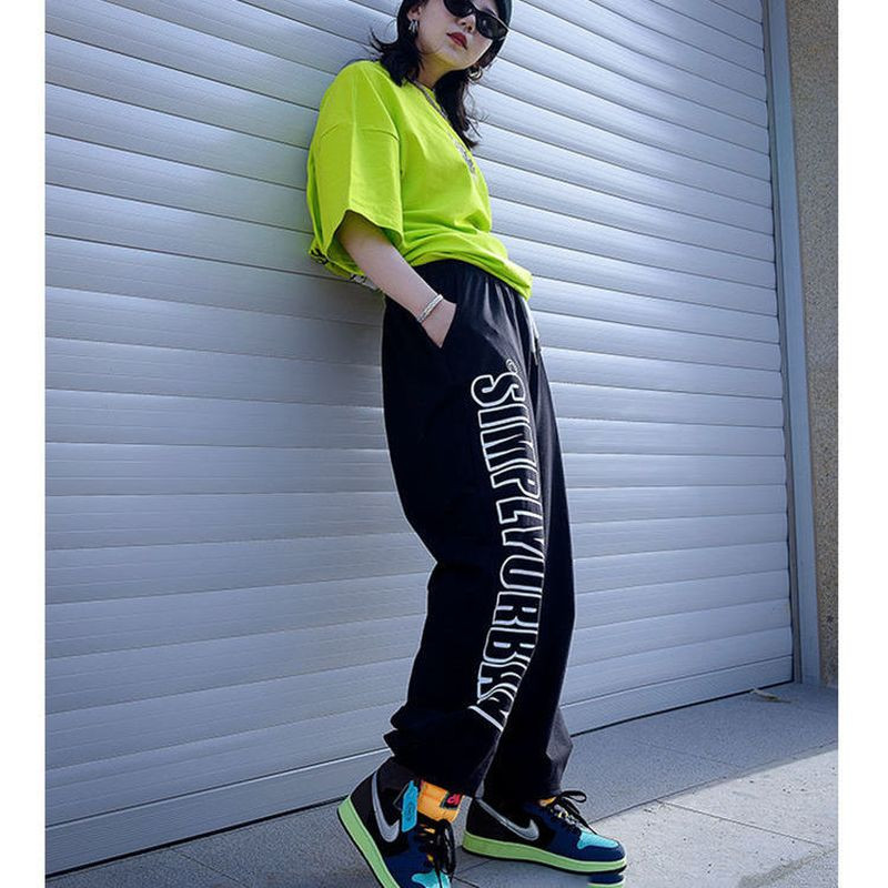 Ležerne hlače Ženske plesne hlače s visokim strukom Ljetne tanke široke hlače s trendovima u obliku slova Hip-Hop Jazz Hip-hop Sportske hlače