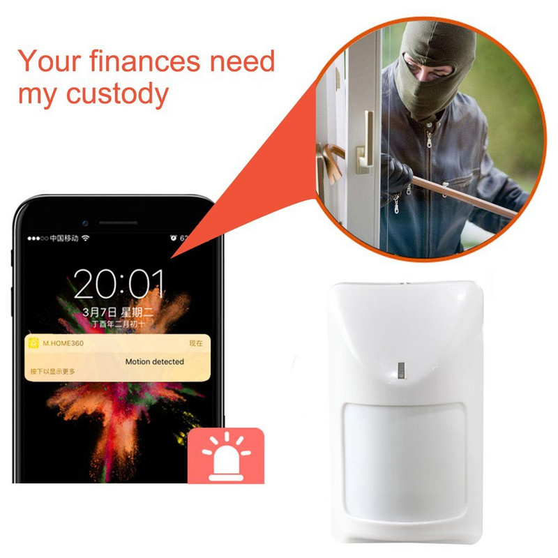 Aukščiausios kokybės laidinis PIR judesio jutiklis plataus kampo infraraudonųjų spindulių detektorius saugumui Signalizacijos sistema