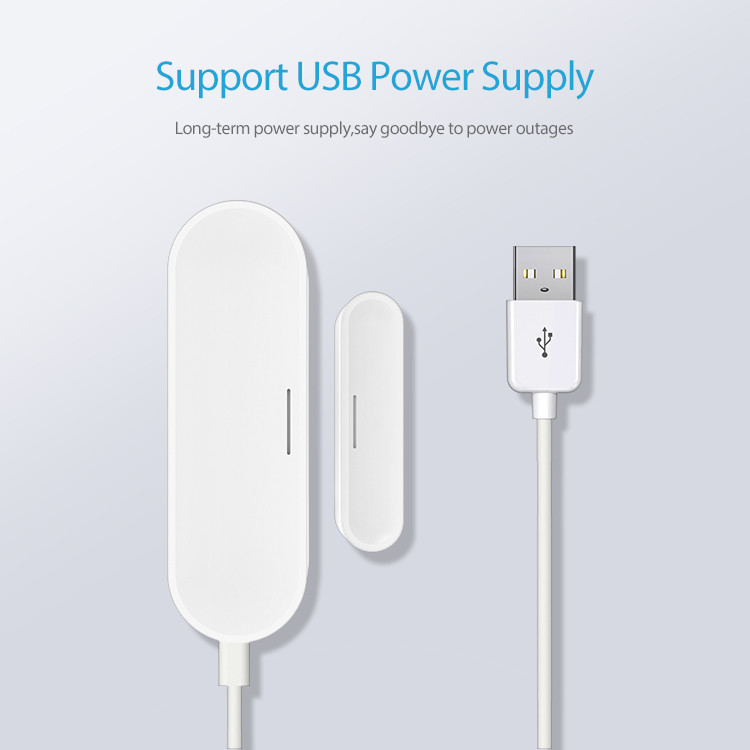 Senzor de ușă de fereastră WIFI Tuya, alimentat prin USB, 2,4 Ghz, detector de deschidere/închidere a ușii, alarmă, dispozitiv pentru casă inteligentă, funcționează cu Asistentul Google