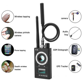 2022 K18 Безжична детекторна камера 1MHz-6.5GHz GSM Audio Bug Finder GPS сигнален обектив RF Tracker Detect Многофункционална антикамера