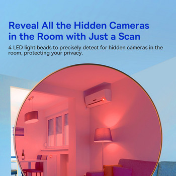 Детектор за камери Baseus за скрита камера Преносим Pinhole Hidden Lens Detect Gadget Anti-Peeping Security Protection