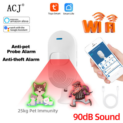 Tuya WiFi Wireless Intelligent αισθητήρας κίνησης PIR Συναγερμός Anti-pet Probe Alarm Smart Life APP Σύστημα ασφαλείας απομακρυσμένης ειδοποίησης