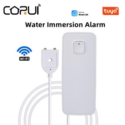 CORUI Tuya Smart WIFI Сензор за теч на вода Детектор Аларма Smart Life App Дистанционно управление Сензор за теч на наводнение 80dB Звук на аларма