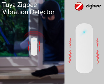 Tuya ZigBee Интелигентен вибрационен сензор Система за интелигентна домашна сигурност Счупване на прозорец на врата Аларма за крадци Наблюдение в реално време