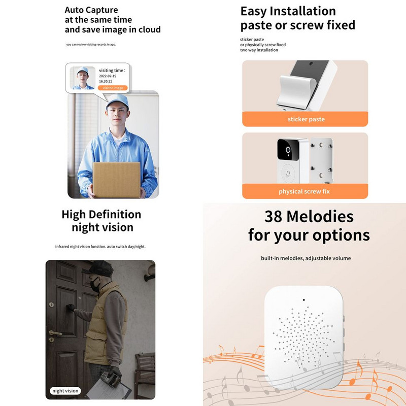 WIFI Doorbell Smart Home Ασύρματο τηλέφωνο Door Bell Camera Ασφάλεια Βίντεο ενδοεπικοινωνία HD IR Night Vision για διαμερίσματα στο σπίτι