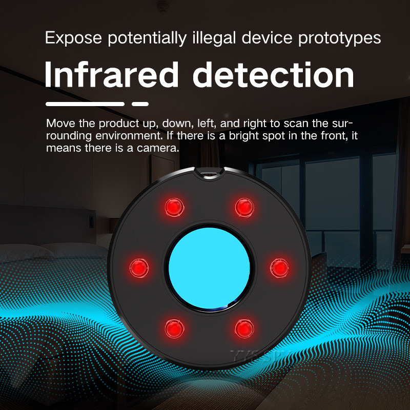 Mini spioonivastane peidetud kaamera objektiivi detektor helivalgus vibratsioonialarm skanner avameelse vargavastane mikrosaladuskaamera väike otsija