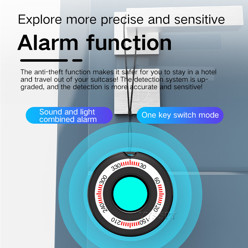 Mini spioonivastane peidetud kaamera objektiivi detektor helivalgus vibratsioonialarm skanner avameelse vargavastane mikrosaladuskaamera väike otsija