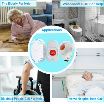 Κουμπί SOS Ασύρματο σύστημα συναγερμού πανικού για ηλικιωμένους Φροντιστής τηλεειδοποιητής νοσοκόμα έκτακτης ανάγκης 433mhz Ρολόι Κλήση ηλικιωμένων