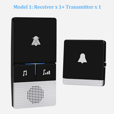 Pašbarojams bezvadu durvju zvans 433 MHz tālvadības pults durvju zvans bez akumulatora Mājas bezvadu durvju gredzens 1 2 raidītājs 1 2 uztvērējs