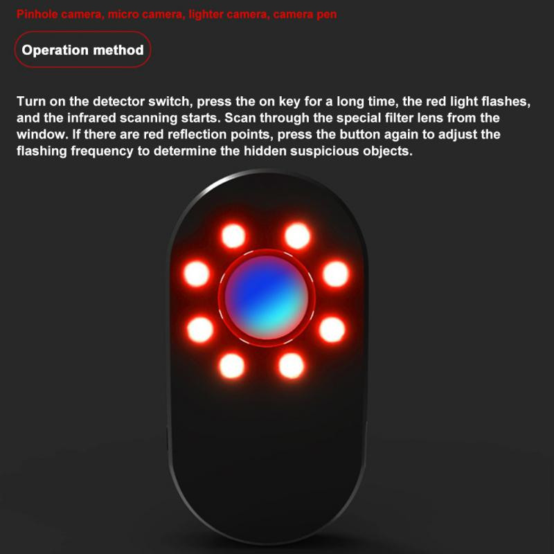 Piilumisvastane detektor Kaasaskantav mini-multifunktsionaalne infrapunadetektor Hotel Infrapuna-seirevastane Avameelselt tulistamine