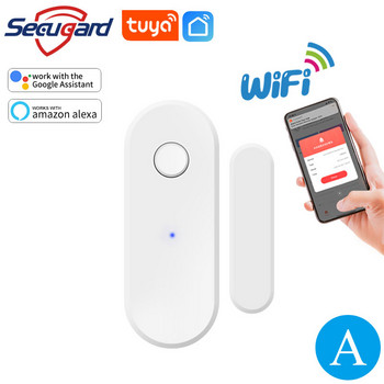 WiFi Сензор за врата Tuya Smart Life APP Уведомление Прозорец на врата Отворен / затворен Детектор Домашна охранителна аларма Поддръжка Alexa Google