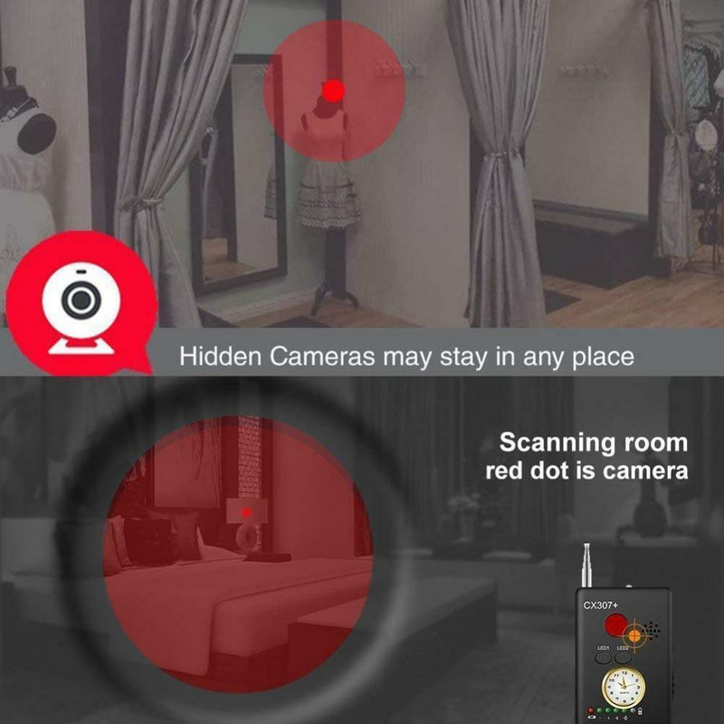 RYRA pilna diapazona pretkļūdu detektors CC307 mini bezvadu kameras signāla GSM ierīču meklētājs Privātuma aizsardzības drošība