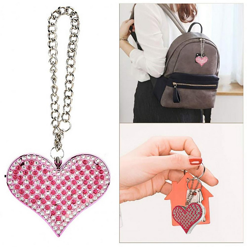 CJ-003B kulcsok lánc biztonsági riasztó be/ki kapcsoló strasszos szív alakú hordozható személyi biztonsági riasztó farkasellenes riasztóeszköz