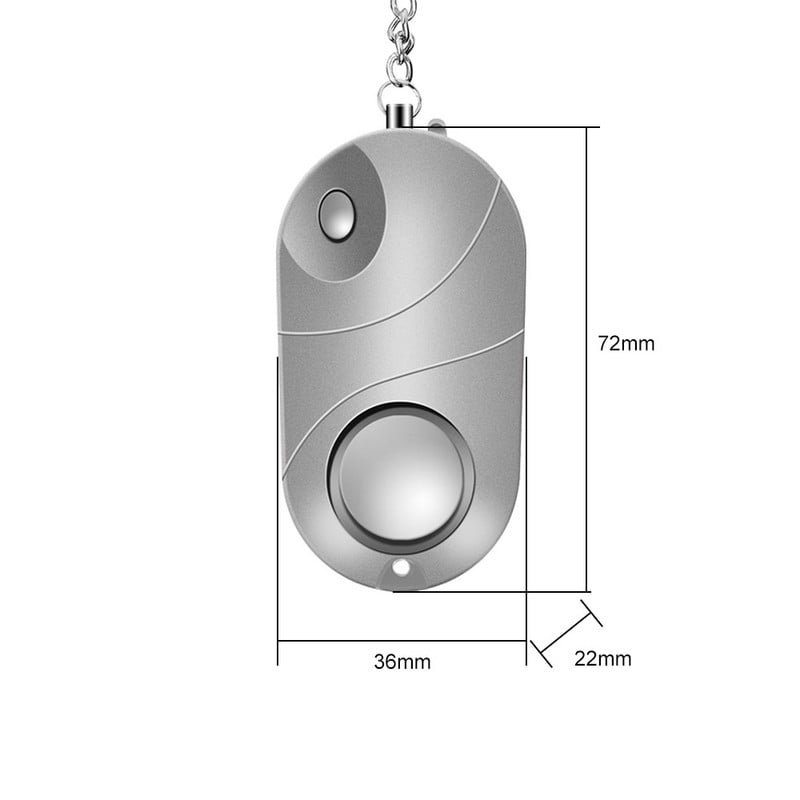 Personīgais trauksmes signāls 120-130 dB Droša skaņa Ārkārtas pašaizsardzības drošības signalizācija Atslēgu piekariņš LED lukturītis sievietēm, meitenēm, bērniem, vecākiem cilvēkiem