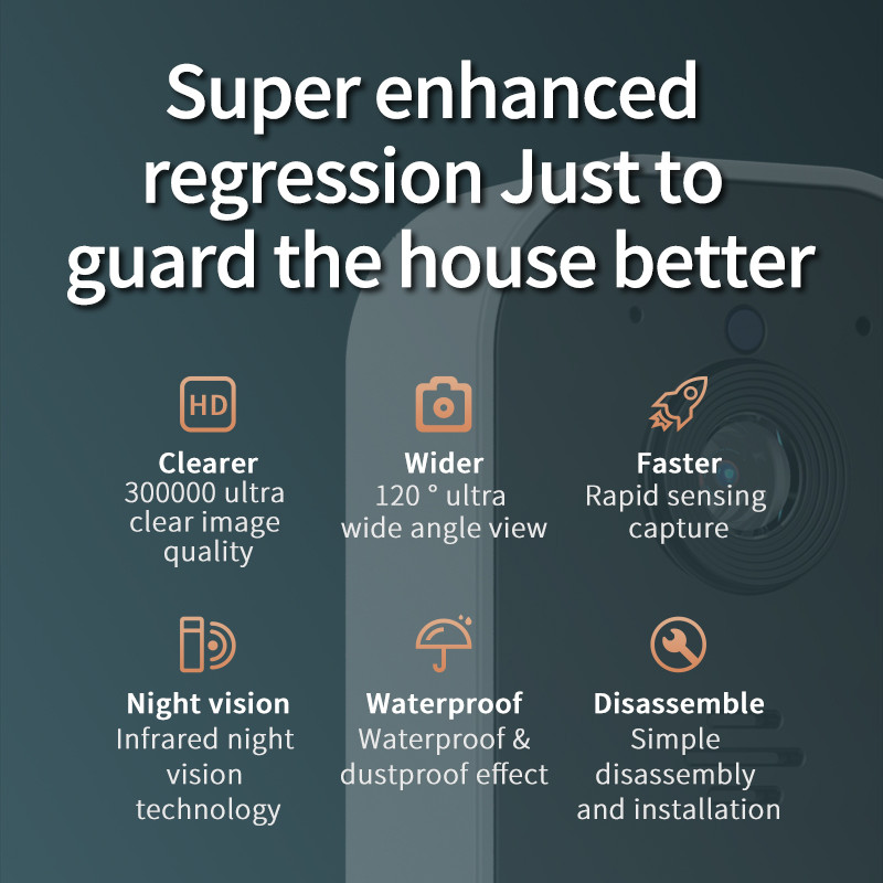 Kameros lauko belaidis durų skambutis „Wi-Fi“ vandeniui atsparus išmanusis durų skambutis naktinio matymo balso domofono apsauginis durų skambutis