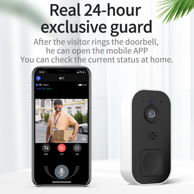 Kameros lauko belaidis durų skambutis „Wi-Fi“ vandeniui atsparus išmanusis durų skambutis naktinio matymo balso domofono apsauginis durų skambutis