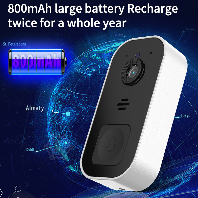 Kameros lauko belaidis durų skambutis „Wi-Fi“ vandeniui atsparus išmanusis durų skambutis naktinio matymo balso domofono apsauginis durų skambutis