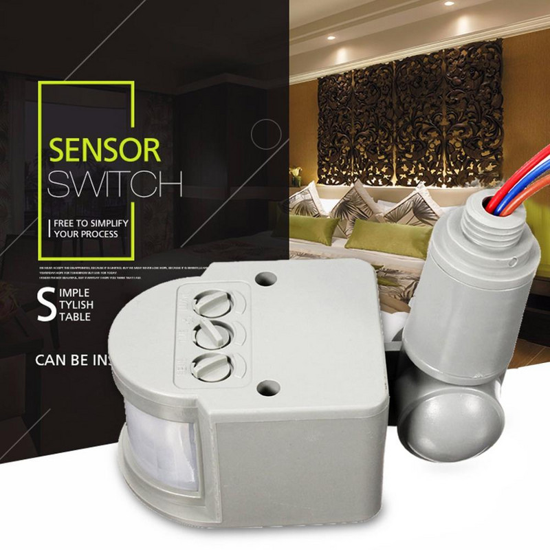 Senzor inteligent de mișcare PIR cu infraroșu 110V-240V 12M Senzor Detector de perete Control comutator Senzor de siguranță la 140 de grade Securitate la domiciliu