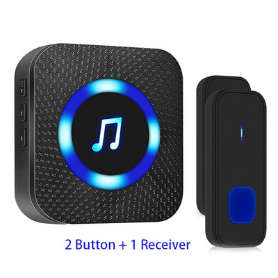 Juhtmeta uksekell LED-veekindla uksekella ja kellahelinaga Välistingimustes koduvalve tervituskell Nutikas helistamiskell koos vastuvõtjaga