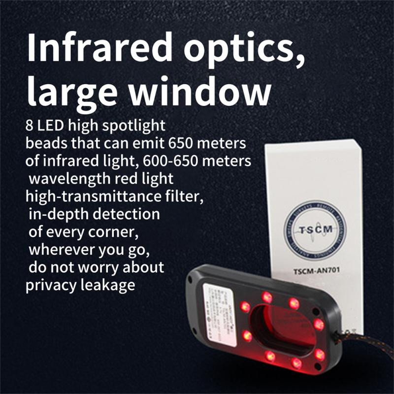 Plõksuvastane detektor IR strobe kaamera detektor TSCM-AN701 kaamera pilve turvadetektor kaamera detektor 8 vilkuvat IR LED-i