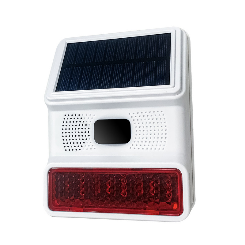 IP65 atsparus vandeniui belaidis 433MHz saulės energija varomas strobe sirenos signalizacija, skirta WiFi GSM namų signalizacijos sistemai