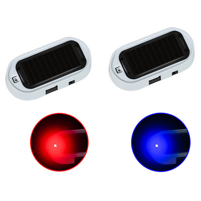 Univerzális, napelemes USB tápellátású biztonsági autós LED-es riasztólámpa, lopásgátló szimulált vakfigyelmeztető vaku villogó figyelmeztető lámpa