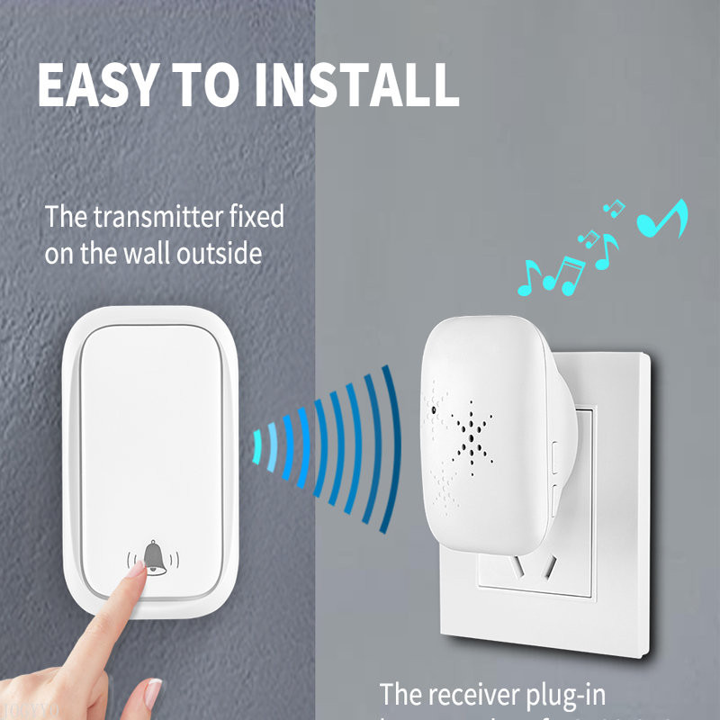 Vandeniui atsparus belaidis lauko durų skambutis išmaniųjų namų durų rinkinys su 38 belaidžiu „Melody Music“ belaidžiu lauko durų skambučiu