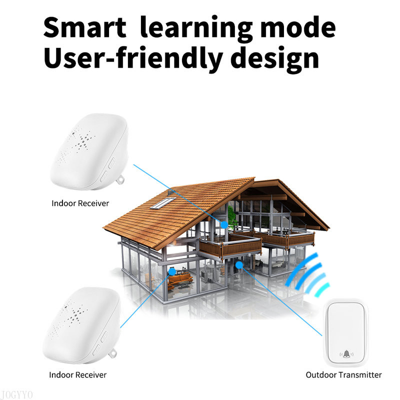 Vandeniui atsparus belaidis lauko durų skambutis išmaniųjų namų durų rinkinys su 38 belaidžiu „Melody Music“ belaidžiu lauko durų skambučiu