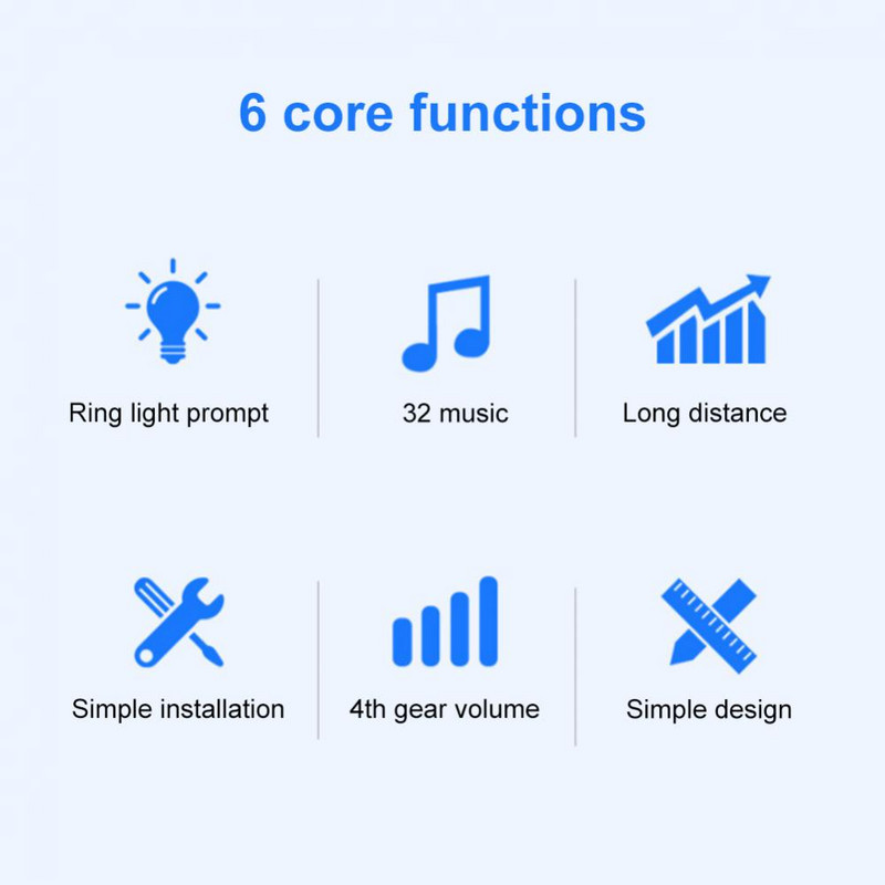 Novo kućno zvono za dobrodošlicu Inteligentno bežično zvono za vrata Vodootporno 150M daljinsko LED bljeskalica Sigurnosni alarm Pametno zvono za vrata