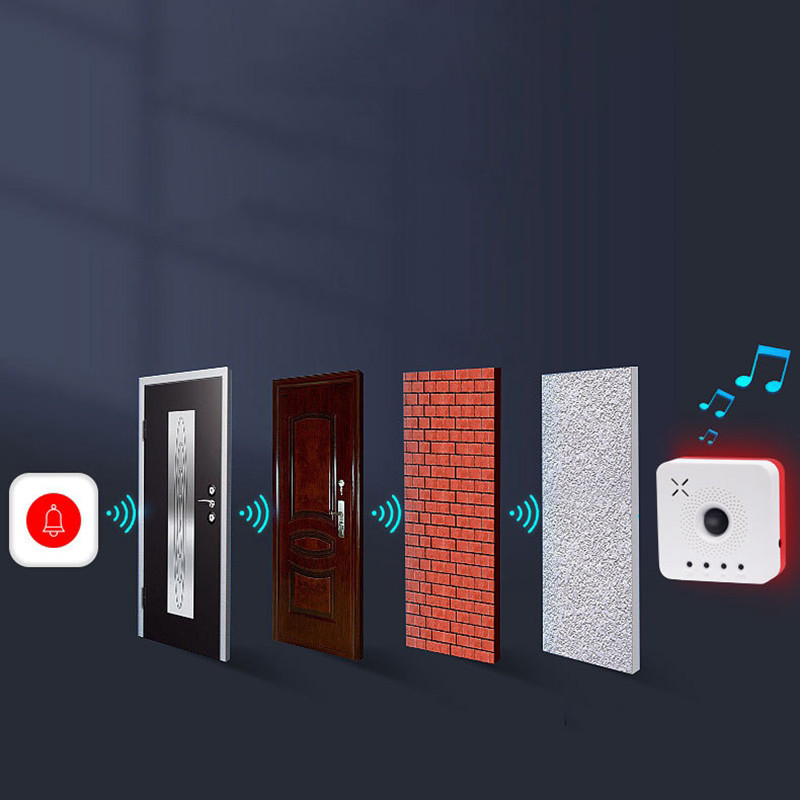 Juhtmevaba uksekella aku töötamine Nutikas kodu elektrooniline eakate SOS-alarm piipar 60 muusika helitugevusega reguleeritav liikuv uksekell