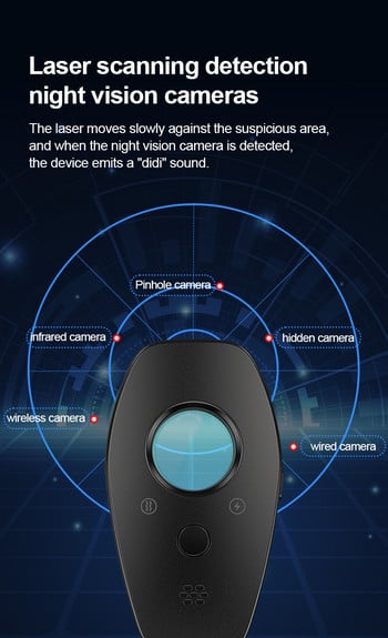 Anti-Pinhole/Hidden/Parfait Mini Camera Detector Laser Infrared Night vision Finder ενσύρματης σάρωσης κάμερας, Anti-Introder/Thiet Alarm