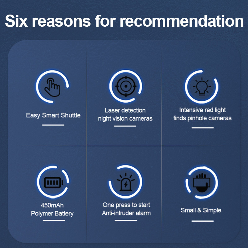 Detector de mini cameră anti-gaură/ascuns/contrafăcut, cu laser, cu infraroșu, viziune nocturnă, cu fir, detector de scanare a camerei, anti-intrusion/alarma anti-hoț