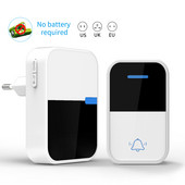 Νέο ασύρματο κουδούνι εξωτερικού χώρου, αδιάβροχο κουμπί χωρίς μπαταρίες Αυτοτροφοδοτούμενο ακρυλικό πάνελ 38 Songs Ring Door Bell