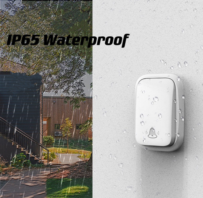 2 pluss 1 välitingimustes juhtmevaba muusika uksekell Isegenereeriv energiasäästlik veekindel nutikas uksekell kaugkõnede kell USA EL UK