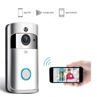 Έξυπνη οικιακή κάμερα κουδούνι πόρτας ασφαλείας Wifi Βίντεο κάμερα ενδοσυνεννόησης Μπαταρία Τηλέφωνο Power Calling WiFi Doorbell with Motion Detector