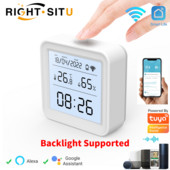 Tuya WIFI temperatūros drėgmės jutiklis higrometras termometras Smart Home Backlight Smart Life Support Alexa Google Assistant