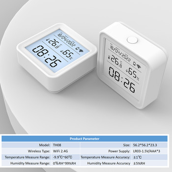 Tuya WIFI Αισθητήρας υγρασίας θερμοκρασίας Υγρόμετρο Θερμόμετρο Έξυπνο οπίσθιο φωτισμό σπιτιού Smart Life Υποστήριξη Alexa Google Assistant