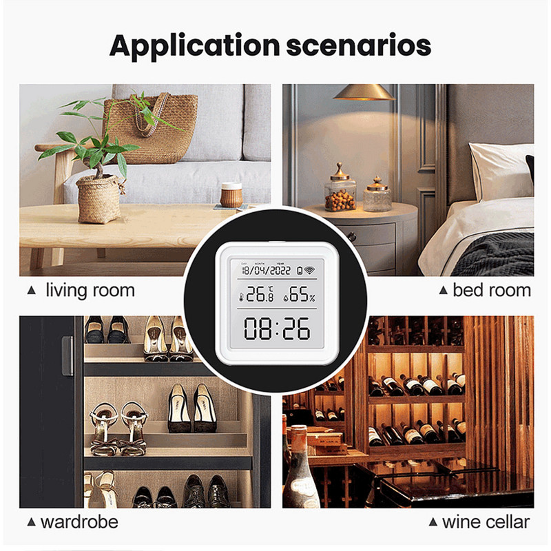 Tuya WIFI temperatūros drėgmės jutiklis higrometras termometras Smart Home Backlight Smart Life Support Alexa Google Assistant