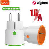 Tuya Smart Zigbee kištuko lizdas 3680W 16A galios energijos stebėjimo laikmačio jungiklis EU lizdas Darbas su Tuya Hub Zigbee2mqtt