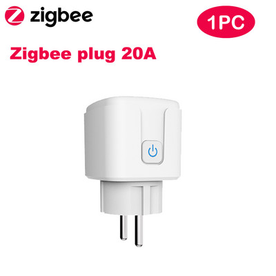 Tuya Smart Zigbee kištuko lizdas 3680W 16A galios energijos stebėjimo laikmačio jungiklis EU lizdas Darbas su Tuya Hub Zigbee2mqtt