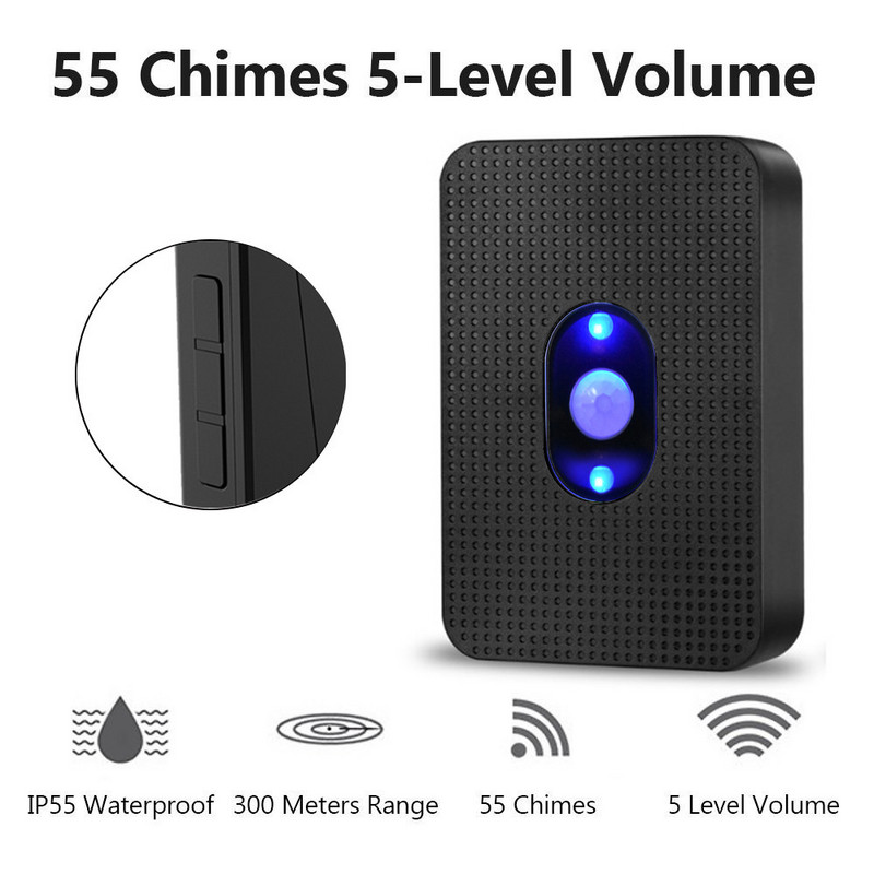 2021-es új otthoni vezeték nélküli intelligens ajtócsengő LED-fénnyel PIR mozgásérzékelő vízálló ajtócsengő hangjelzéssel