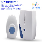 Noua sonerie inteligentă fără fir cu telecomandă LED 36 Tunes, 315MHz, 70-110M, emițător + receptor pentru hotel, acasă, grădină