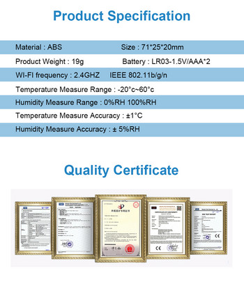 CoRui Tuya ZigBee Αισθητήρας θερμοκρασίας Wifi Windor Door/ Αισθητήρας υγρασίας θερμοκρασίας Έξυπνο σπίτι Έλεγχος εφαρμογής Alexa Βοηθός Google